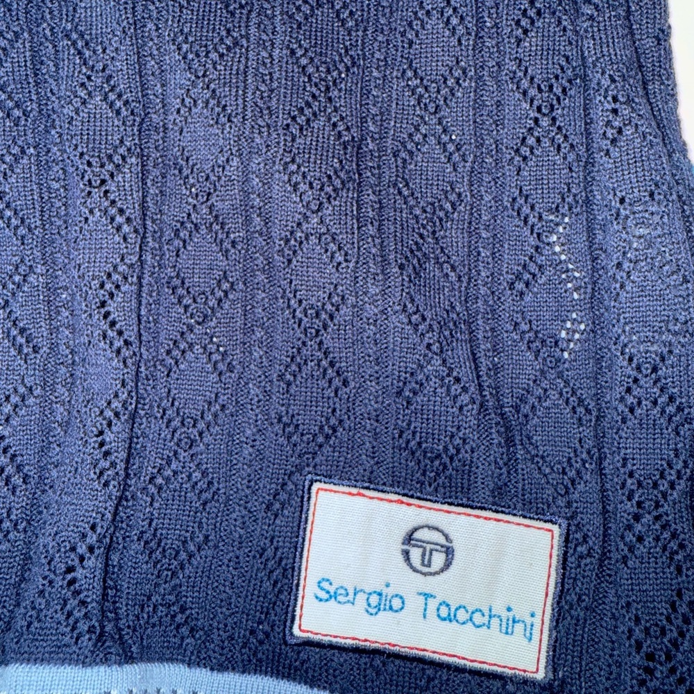 Authentic Sergio Tacchini Navy Blue Knit Shorts - Picture 2 of 3